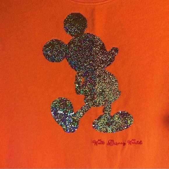 Disney Parks Womens Large Reversible Sequined Mickey Mouse Top Coral Orange - Picture 6 of 10